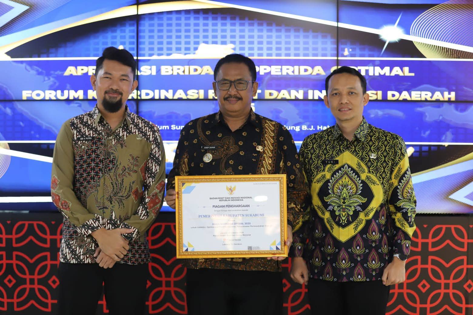 Pemkab Sukabumi Raih Apresiasi BRIDA/BAPPERIDA Optimal 2025