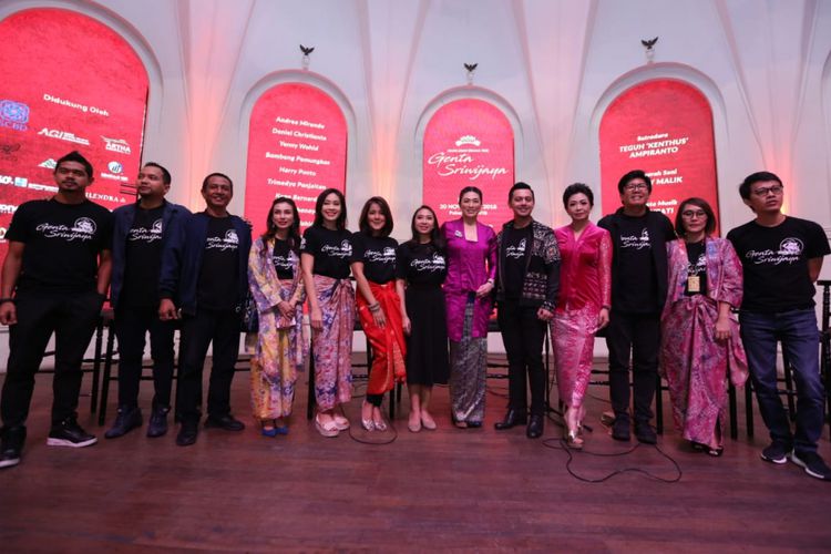 Suasana jumpa pers pagelaran seni Genta Sriwijaya yang dihadiri oleh para pemain dan sutradara di The Palas, SCBD, Jakarta Selatan, Kamis (8/11/2018).(KOMPAS.com/DIAN REINIS KUMAMPUNG)

