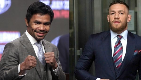 Foto kolase Manny Pacquiao dan Conor McGregor. (AFP/John Gurzinski/Timothy A. Clary/suara.com)