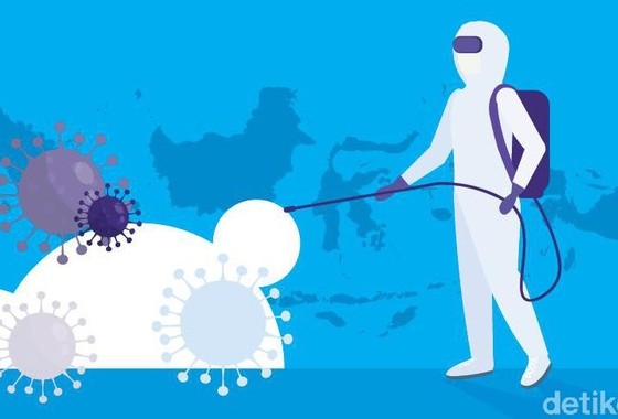 Ilustrasi penyemprotan disinfektan. (detik.com)