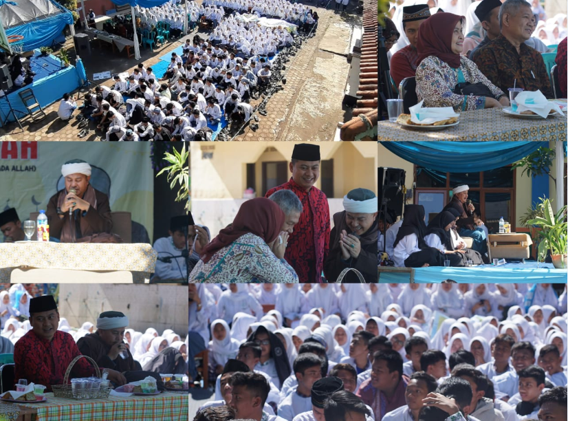 Suasana haru siswa SMK Al Amanah saat Tabligh Akbar (Foto: dela/dina)