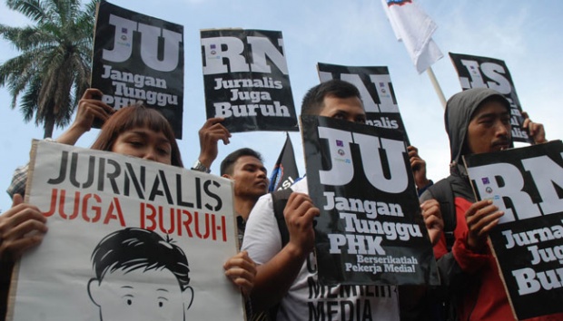 Ilustrasi sejumlah jurnalis melakukan aksi pada Hari Buruh. (Foto: Tempo)