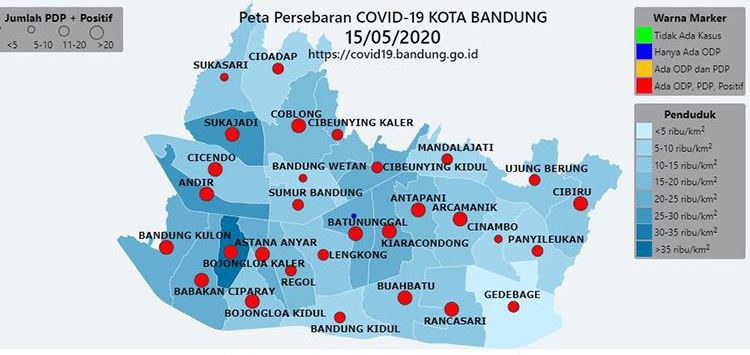 Peta penyebaran virus corona di Kota Bandung, Jawa Barat (Foto : Dok/pemkot Bandung)