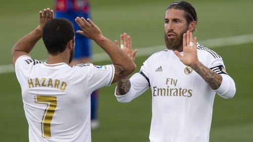 Sergio Ramos dan Eden Hazard - Real Madrid. (Foto: Tirto.id/bcw global)