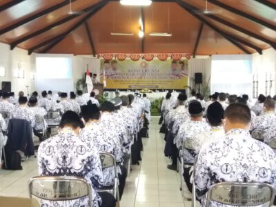 Konferensi PGRI Kabupaten Bandung masa bakti XXII tahun 2020-2025 di Gedung PGRI, Katapang, Kabupaten Bandung, Jawa Barat, Senin (31/8/2020). (Foto: Istimewa)