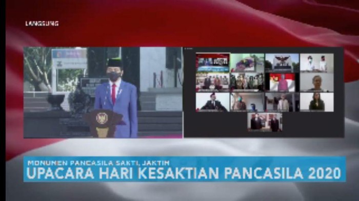 Jokowi memimpin upacara Hari Kesaktian Pancasila (Foto: tangkapan layar YouTube Sekretariat Presiden/detikcom)