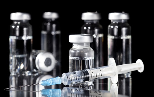 Glass Medicine Vials botox and hyaluronic collagen or flu syringe