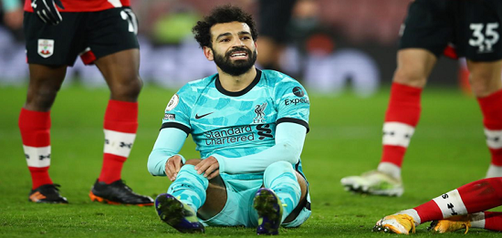 Mo Salah Nampak tak percaya timnya belum bisa mencetak gol (foxsports.com.au)