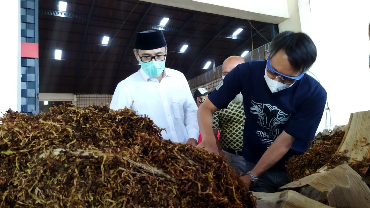 Bupati HM Al Khadziq meninjau jual beli tembakau di gudang milik PT Gudang Garam di
wilayah Kecamatan Bulu, Kabupaten Temanggung (Foto: Istimewa)