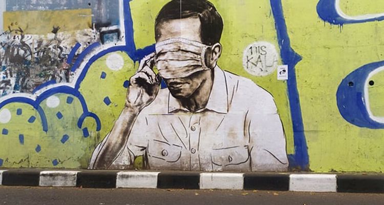 Viral di media sosial sebuah mural yang bergambar sesosok pria mirip Presiden Jokowi di Flyover Pasupati Kota Bandung, Rabu 25 Agustus 2021 /Instagram @infojawabarat/galamedianews.com