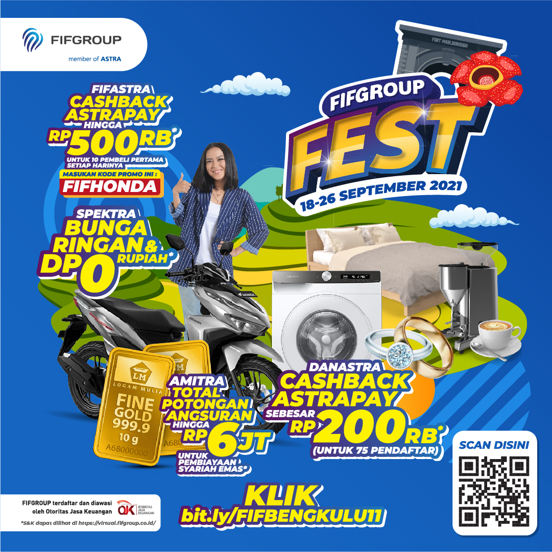 FIFGROUP FEST menyediakan layanan pembiayaan dengan berbagai macam promo spesial
yang menguntungkan. Selain itu, berbagai macam hadiah juga bisa diraih di FIFGROUP (Foto: Istimewa)
