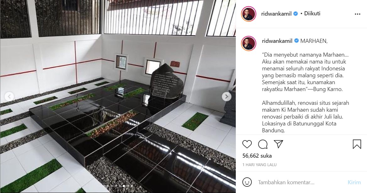 Makam Marhaen (Foto: Instagram Ridwan Kamil)