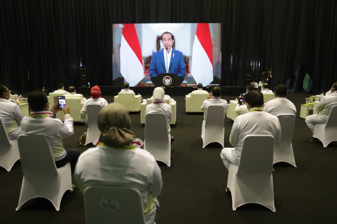 Presiden Joko Widodo memberikan sambutan pada Peringatan Haornas ke-38, Kamis (09/09/2021) secara virtual. (Foto: Humas Kemenpora/Raiky)

