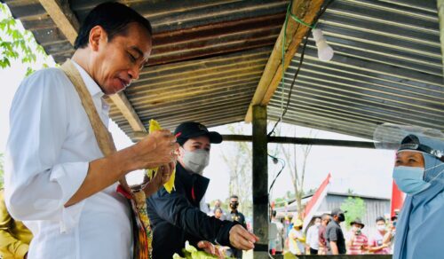 Presiden Jokowi Beli Jagung Rebus di Pinggir Jalan Papua. (Foto: Setpres)
