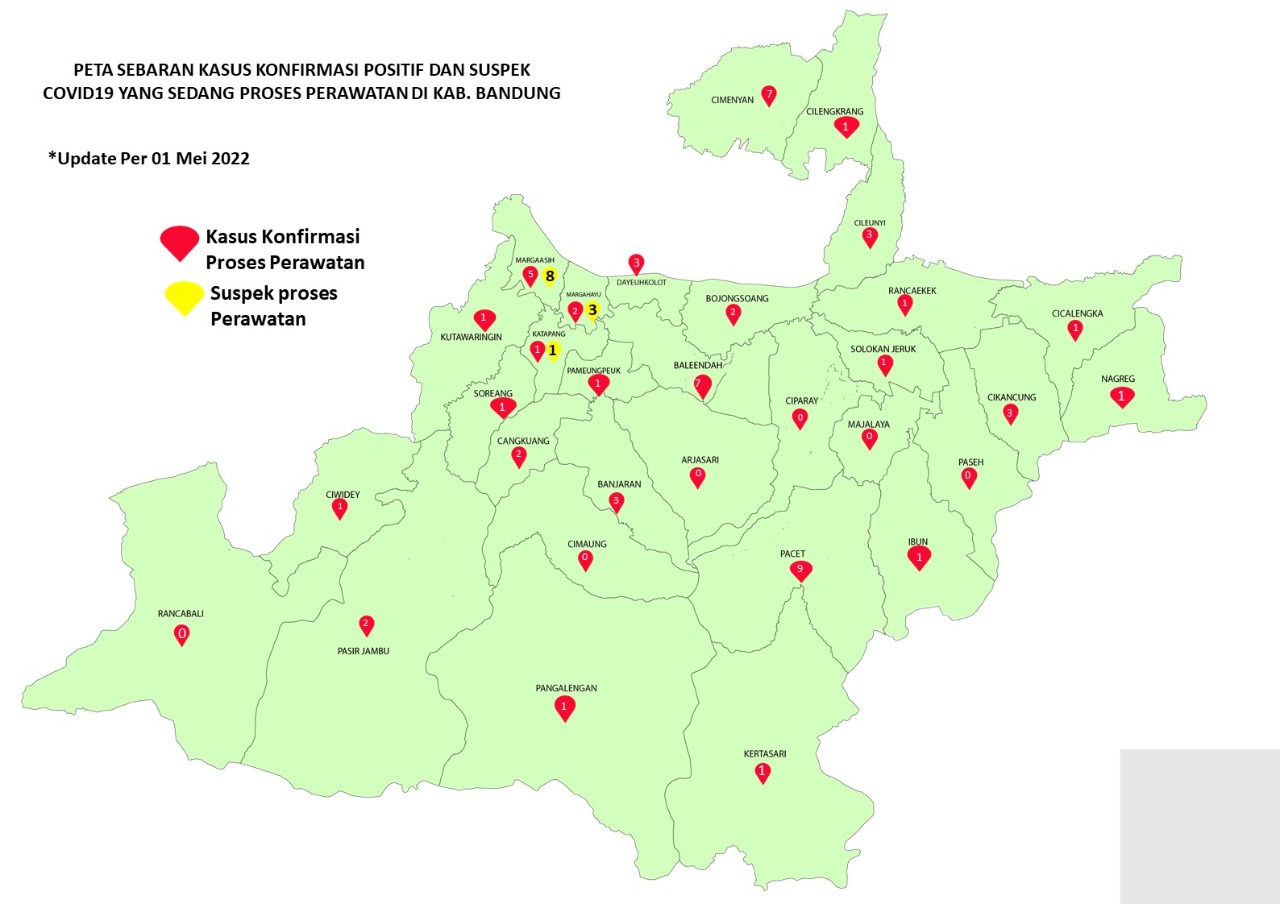 Peta Penyebaran Covid-19 di Kabupaten Bandung (Foto: ist)