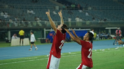 
Marc Klok menyumbang satu gol saat Timnas Ondonesia mengalahkan Kuwait di  Jaber Al-Ahmad International Stadium, Kuwait City, (Foto: PSSI)
