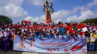 Pemerintah Kabupaten Ogan Komering Ilir turut mendukung gerakan nasional pembagian 10 juta Bendera Merah Putih.(Foto: erwandi/dara.co.id)