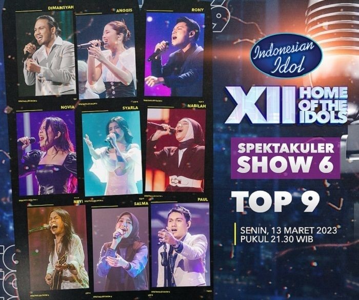 Program pencarian bakat Indonesia Idol 2023 memasuki babak Spektakuler Show ke-6. Malam ini Senin (13/3/2023), Top 9 peserta ditantang menyanyikan Original Sountrack Indonesia Movie. (Foto: IGindonesiaidol)