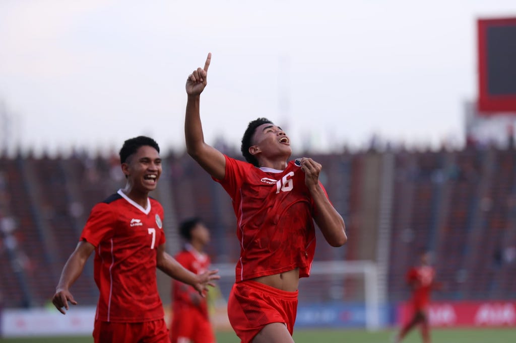 Timnas Indonesia Sukses singkirkan Vietnam dengan 3-2, pada semifinal SEA Games 2023, di National Olympic Stadium, Phnom Penh, Kamboja, Sabtu (13/5/2023). (Foto: PSSI)
