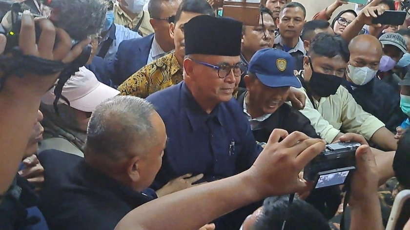 Panji Gumilang usai diperiksa Bareskrim Polri (Foto: PMJ News/Fajar)