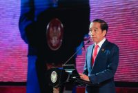 Presiden Joko Widodo menyampaikan pidato pada pembukaan AIPF di Hotel Mulia, Jakarta, Selasa (05/09/2023). (Foto: Media Center KTT ASEAN 2023/Risa Krisadhi/pras)
