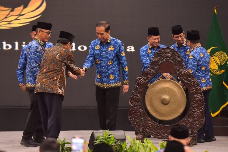 Presiden Jokowi meresmikan Rakernas Korpri Tahun 2023, Selasa (03/09/2023), di Hotel Mercure, Ancol, Jakarta. (Foto: Humas Setkab/Agung)
