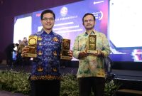 
Bupati Bandung, Dadang Supriatna didampingi Kepala Diskominfo Kabupaten Bandung, Yosep Nugraha meraih penghargaaan Top Digital Awards 2023 (Top Digital Awards  Bintang 5), di Hotel Raffles Ciputat  World Jakarta, di Hotel Raffles Ciputat  World Jakarta, Senin (4/12/2023). (Foto: diskominfo)