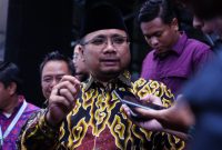 Menteri Agama RI Yaqut Cholil Qoumas saat ditanya wartawan pada Kamis (29/2/2024)(Foto: Rikie Andriyawan/kemenag)