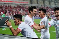 Pemain Timnas U-23 Indonesia meluapkan kegembiraannya usai menang adu penalti atas Korea Selatan (Korsel) U-23. (Foto: PSSI)

