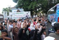 Pelepasan calon jemaah haji asal Kabupaten Garut kloter terakhir atau kloter 59 dari area Babancong, Komplek Pendopo Garut, Jalan Kabupaten, Kecamatan Garut Kota, Kabupaten Garut, Kamis (6/6/2024)(Foto: Istimewa)