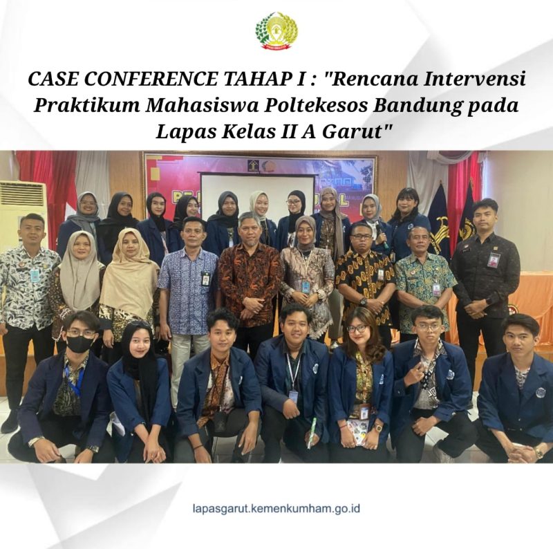 Lapas Kelas II A Garut menggelar Case Conference tahap I bagi mahasiswa praktikan dari Politeknik Kesejahteraan Sosial Bandung, bertempat di Aula Lapas Garut, Jalan KH. Hasan Arif, Kecamatan Banyuresmi, Kabupaten Garut, Jumat (13/9/2024)(Foto: Istimewa)