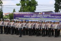 Polres Garut melaksanakan apel gelar pasukan Operasi Zebra Lodaya Tahun 2024, bertempat di halaman Mapolres Garut, Jalan Sudirman, Kecamatan Karangpawitan, Kabupaten Garut, Senin (14/10/2024)(Foto: Istimewa)