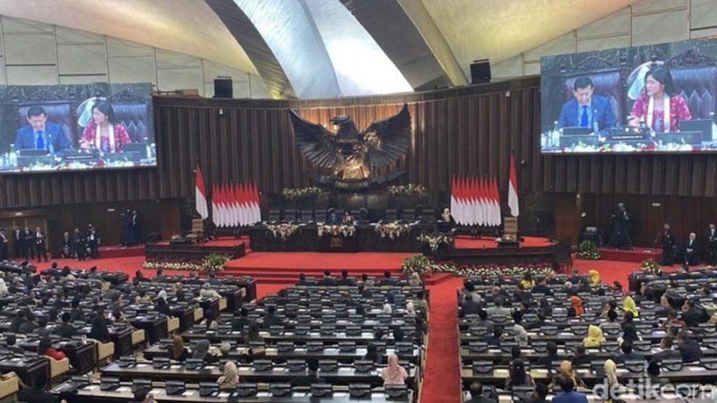 
Suasana Sidang Paripurna ke-3 agenda pelantikan pimpinan MPR RI periode 2024-2029 (Foto: detikcom)
