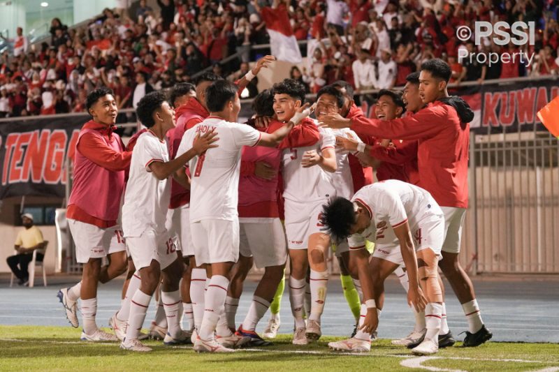 Timnas Indonesia U17 kalahkan Kuwait 1-0,t dalam laga pembuka Grup F Kualifikasi Piala Asia U17 2025 di Abdullah Alkhalifa Alsabah Stadium, Rabu (23/10/2024). Gol kemenangan Garuda Muda dicetak Mathew Baker. (Foto: PSSI)

