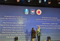 Pemda Provinsi Jawa Barat meraih predikat sebagai Provinsi Terinovatif dalam Innovative Government Award (IGA) Tahun 2024 di Hotel Mercure Darmo Surabaya, Kamis (5/12/2024). (Foto: biro adpim jabar)