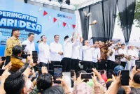 Sejumlah Menteri Kabinet Merah Putih melepas burung pada acara Hari Desa Nasional 2025 di Kabupaten Subang, Jawa Barat.(Foto:kotasubang.com)
