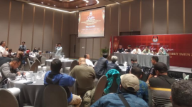 KPU Kabupaten Garut menggelar Refleksi Pilkada 2024 dengan ratusan awak media di Hotel Mercure, Jalan Guntur, Kecamatan Garut Kota, Kabupaten Garut, Sabtu (22/2/2/25)(Foto: Ist)